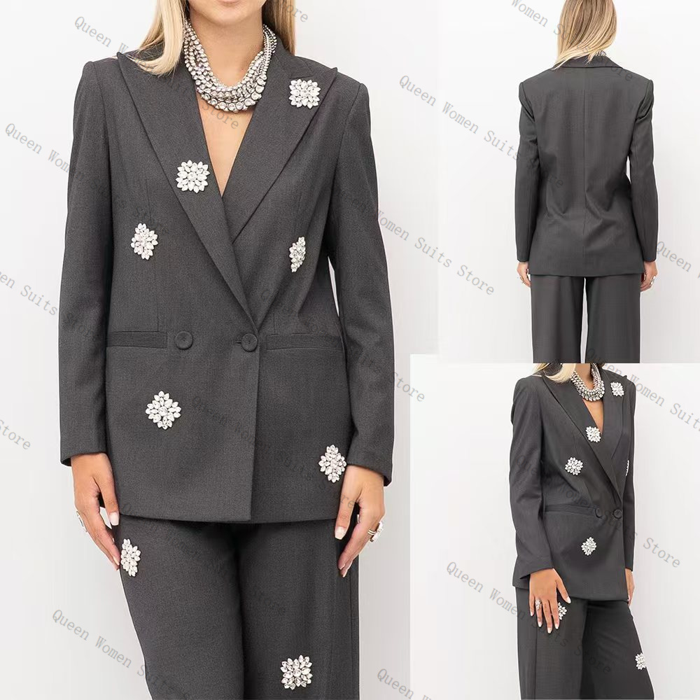 Women'S Formal Wear Wedding Guest - Grey Women Suit Set 2 Piece