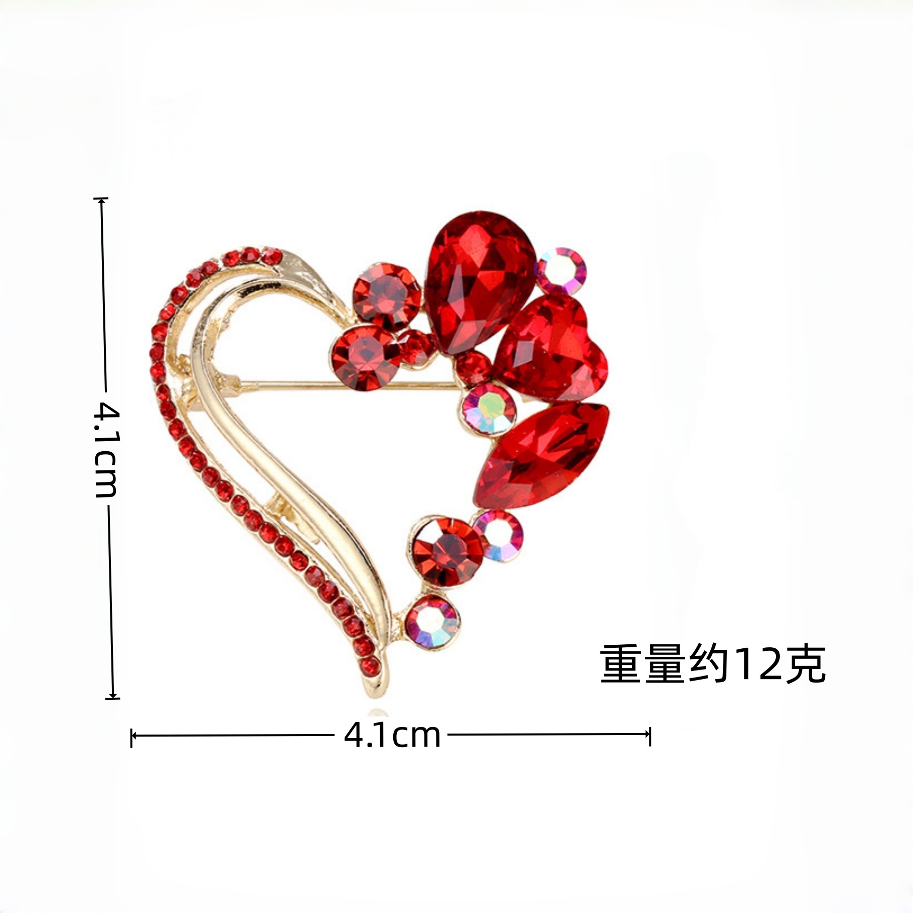 Red Crystal Open Heart Brooch  - مراجعة Women'S Formal Day Wear وسعره
