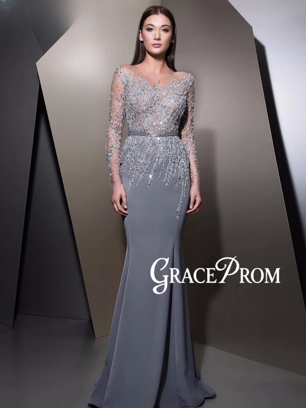 GRACEPROM Illusion Long Sleeve - مراجعة Women'S Formal Dinner Wear وسعره
