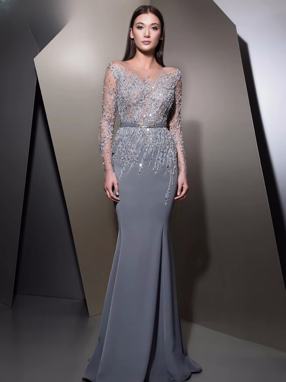 GRACEPROM Illusion Long Sleeve - مراجعة Women'S Formal Dinner Wear وسعره