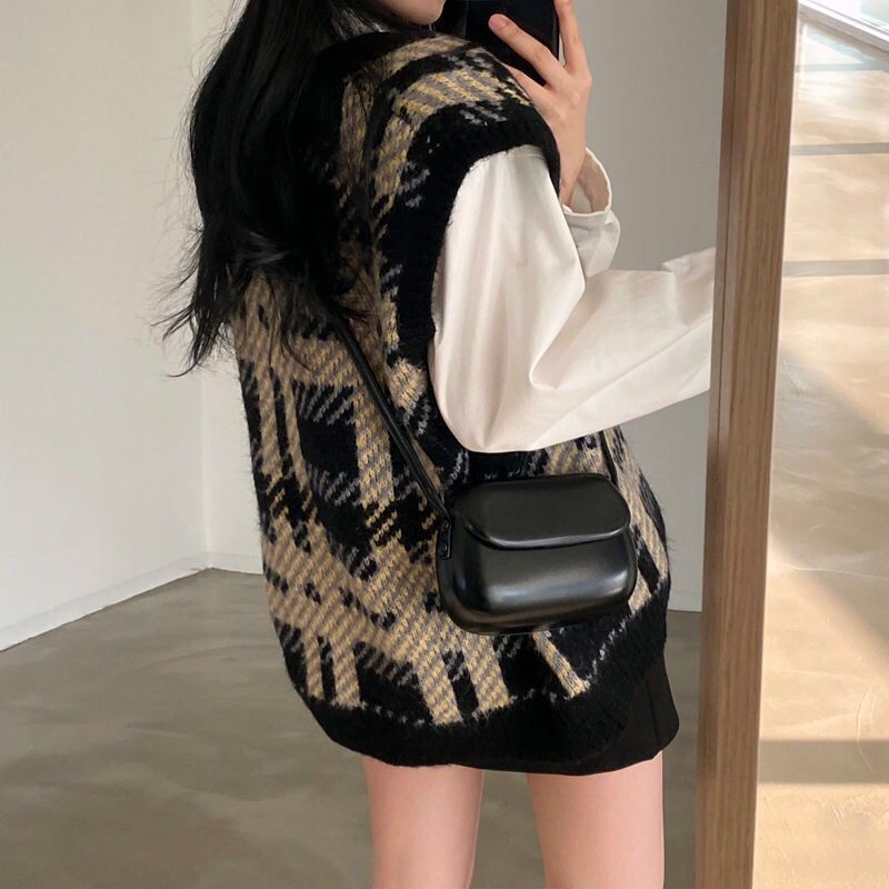 Plaid Lady Sweaters Tops 2025  - مراجعة Women Formal Wear Korean وسعره