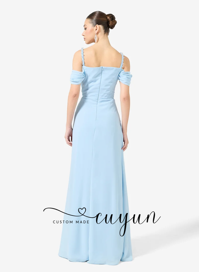 CUYUN Customized Sky Blue Form - مراجعة Women'S Formal Dinner Wear وسعره