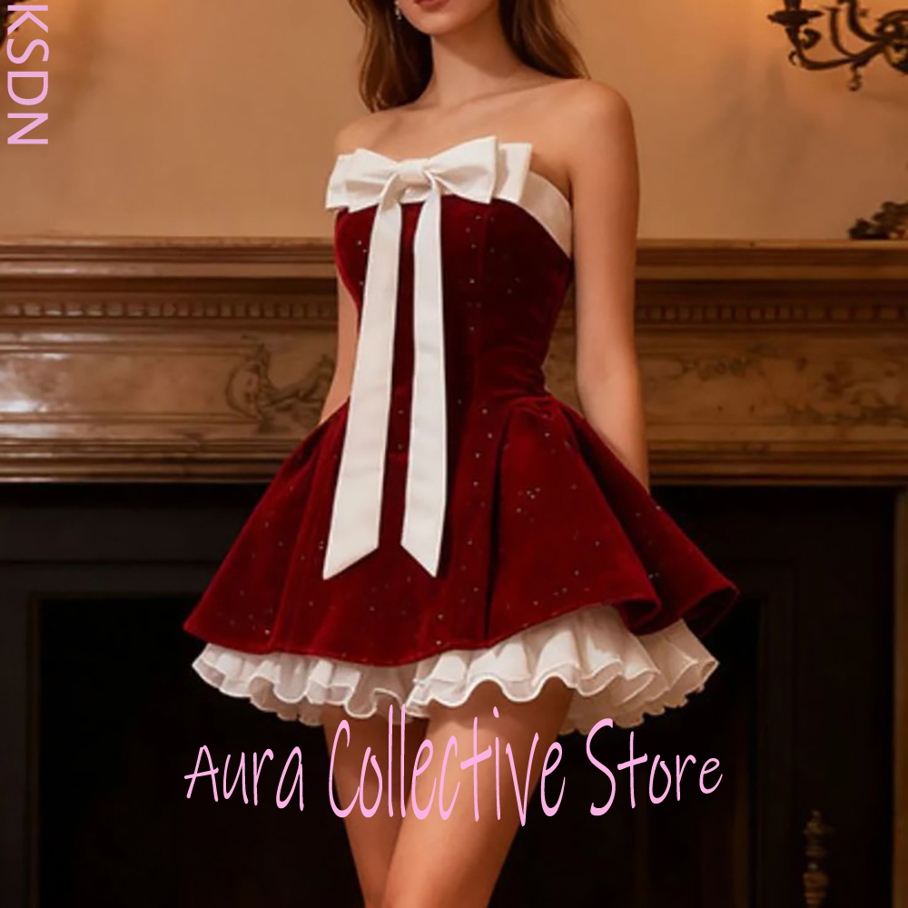 Burgundy Velvet Strapless Wome - مراجعة Large Women'S Formal Wear وسعره