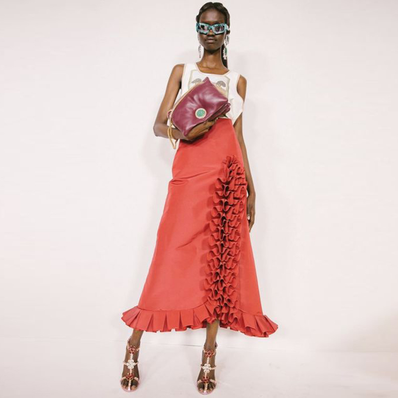 Ruffles Sain Long Skirt Women  - مراجعة Women'S Formal Wear For Girls وسعره