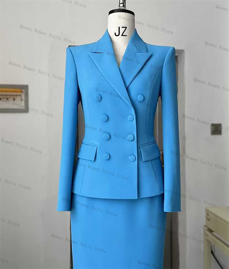 Sky Blue Women Suit Skirt Set  - مراجعة Women'S Formal Wear Wedding Guest وسعره