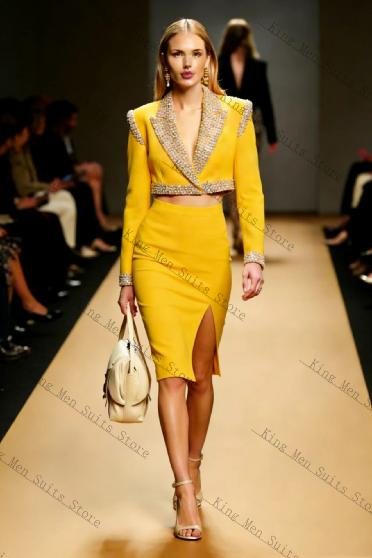 Yellow Crystals Women Suit Ski - مراجعة Women'S Formal Wear Wedding Guest وسعره