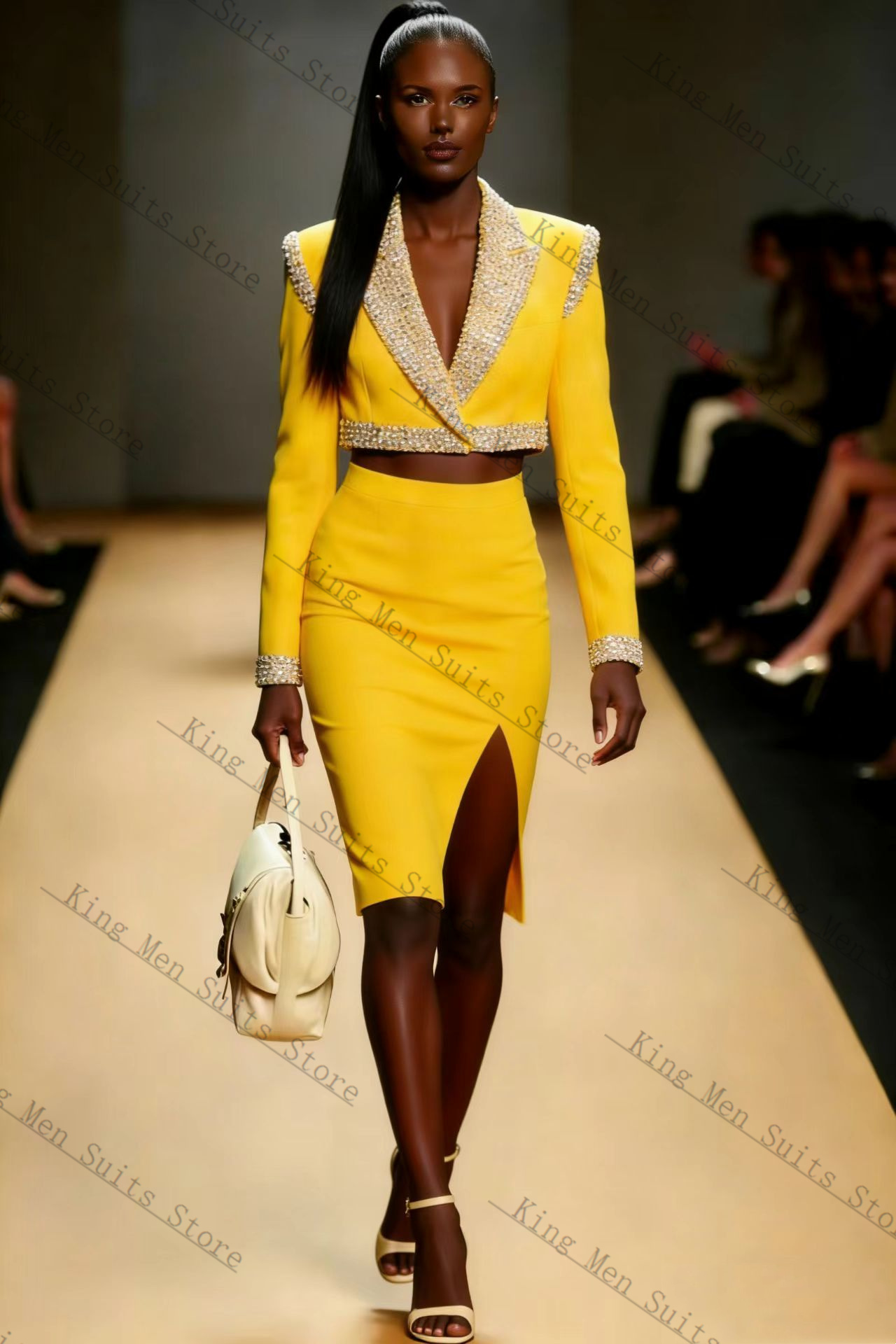 Yellow Crystals Women Suit Ski - مراجعة Women'S Formal Wear Wedding Guest وسعره