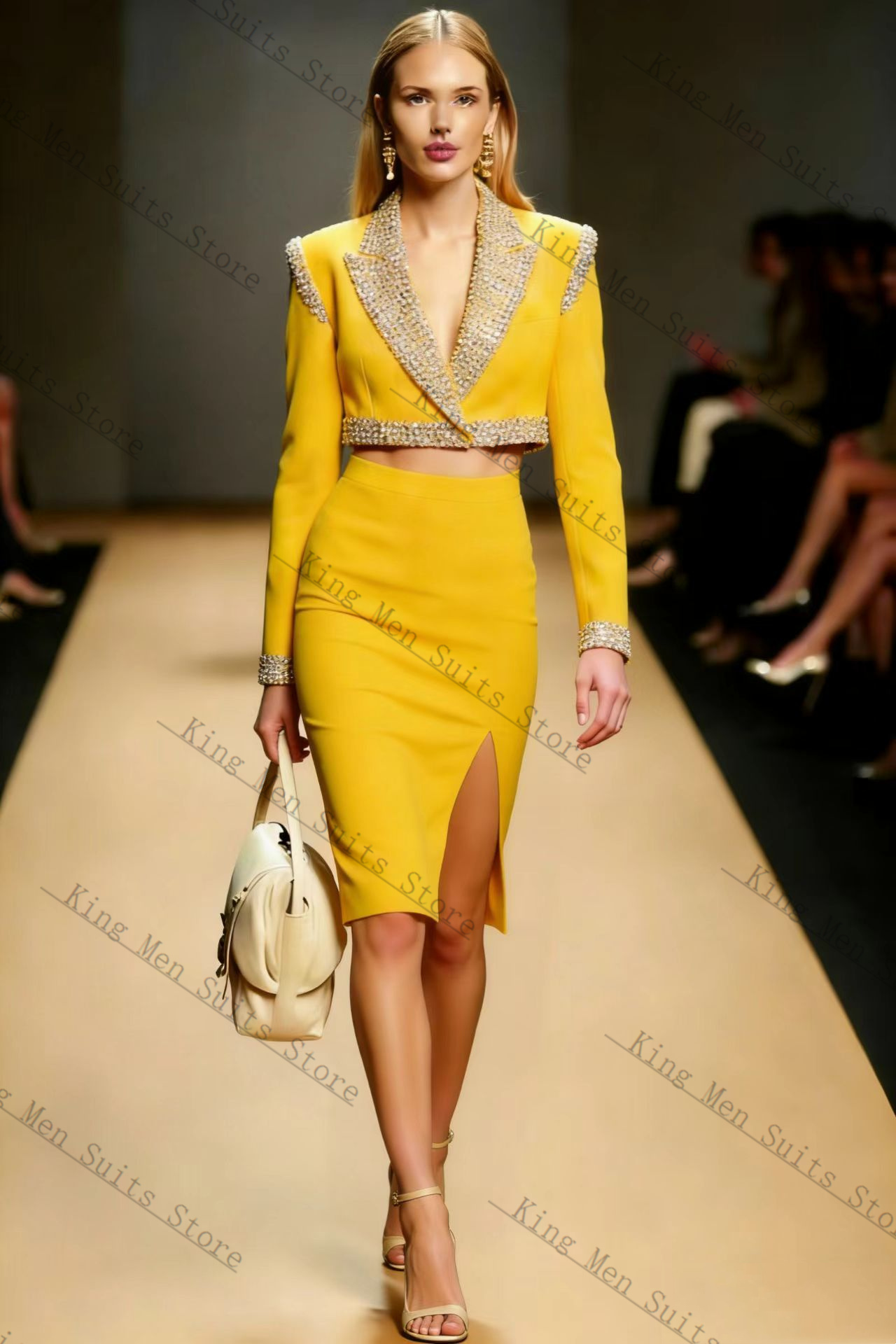 Yellow Crystals Women Suit Ski - مراجعة Women'S Formal Wear Wedding Guest وسعره