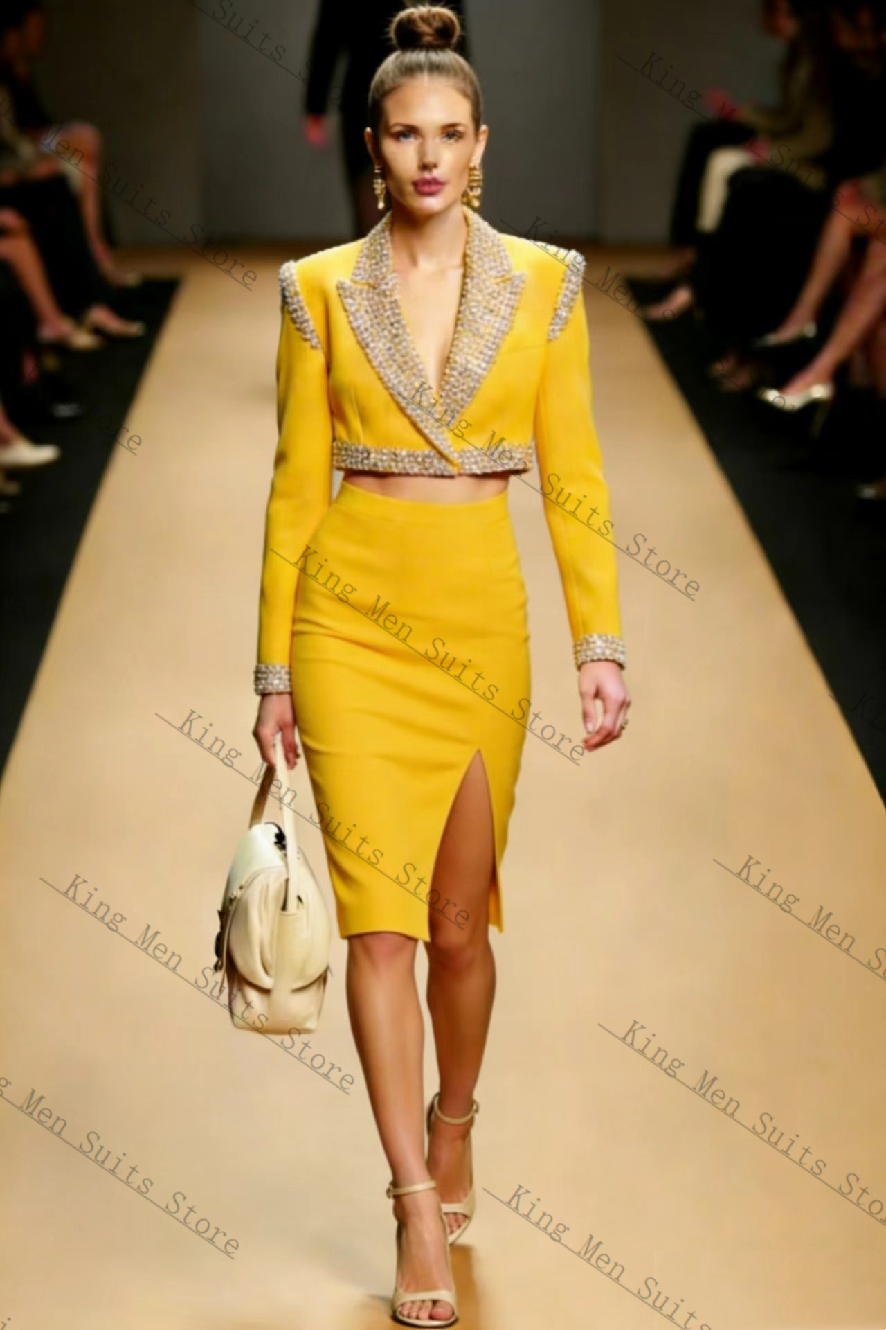 Yellow Crystals Women Suit Ski - مراجعة Women'S Formal Wear Wedding Guest وسعره