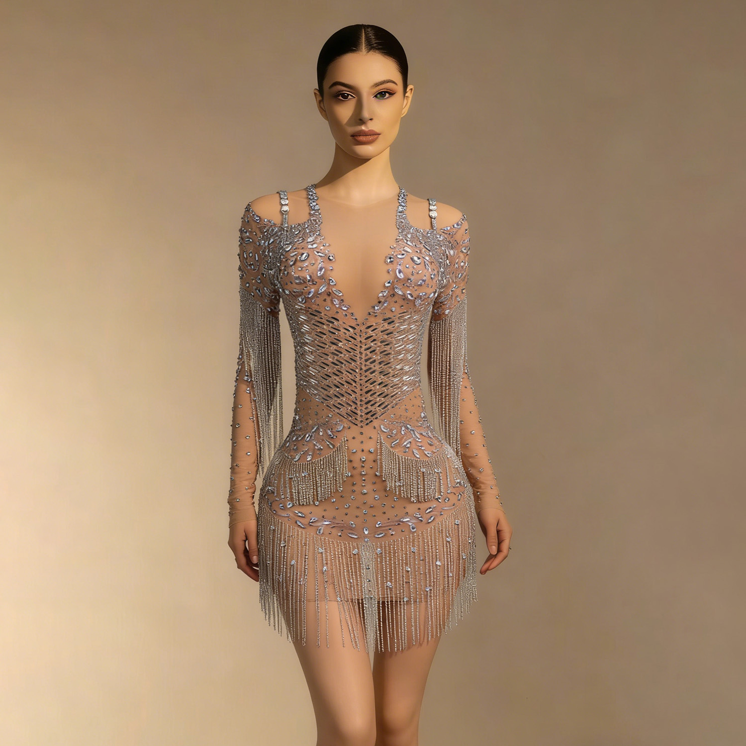 Sheer Mesh Luxury Rhinestone D - مراجعة Women'S Formal Dinner Wear وسعره