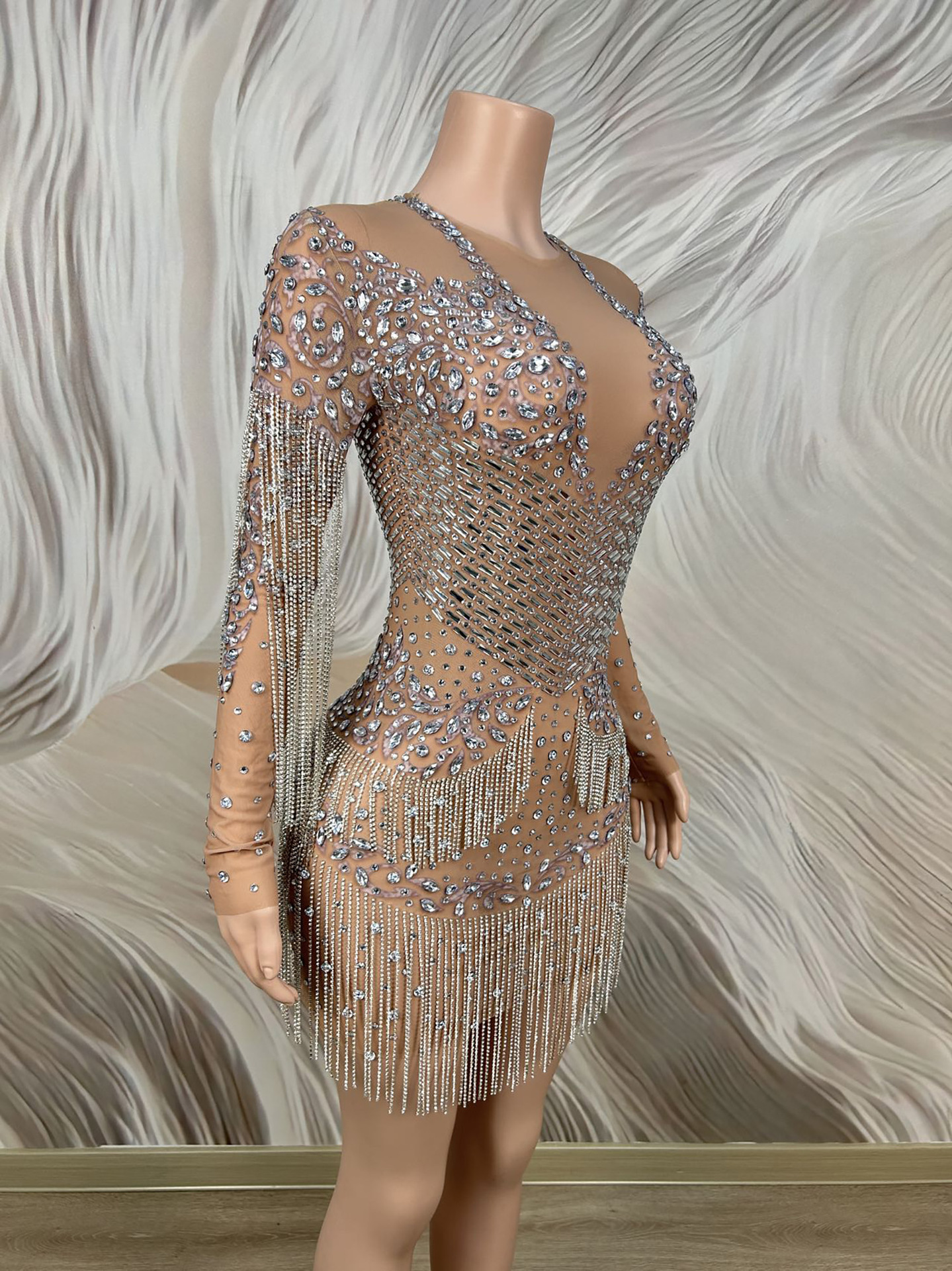 Sheer Mesh Luxury Rhinestone D - مراجعة Women'S Formal Dinner Wear وسعره