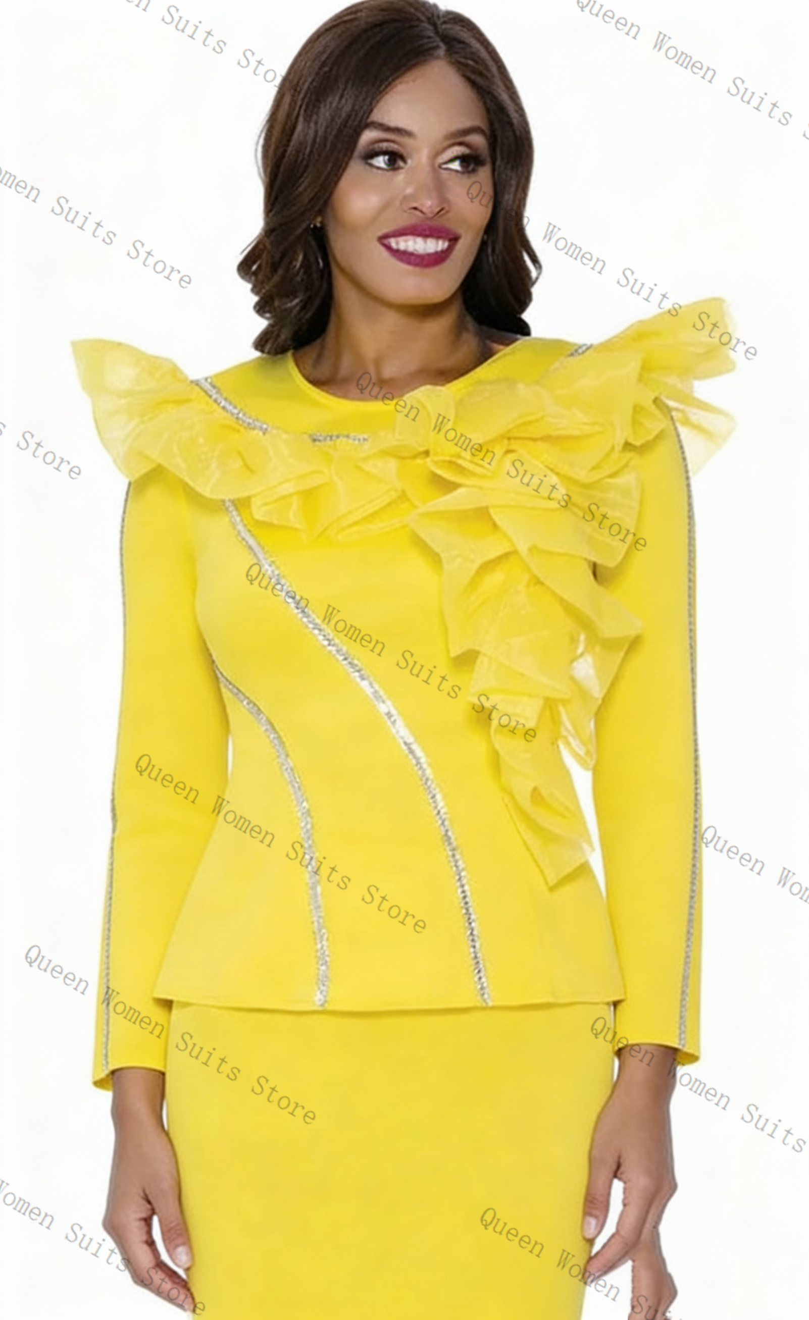 Crystals Yellow Women Suit Ski - مراجعة Women'S Formal Wear Wedding Guest وسعره