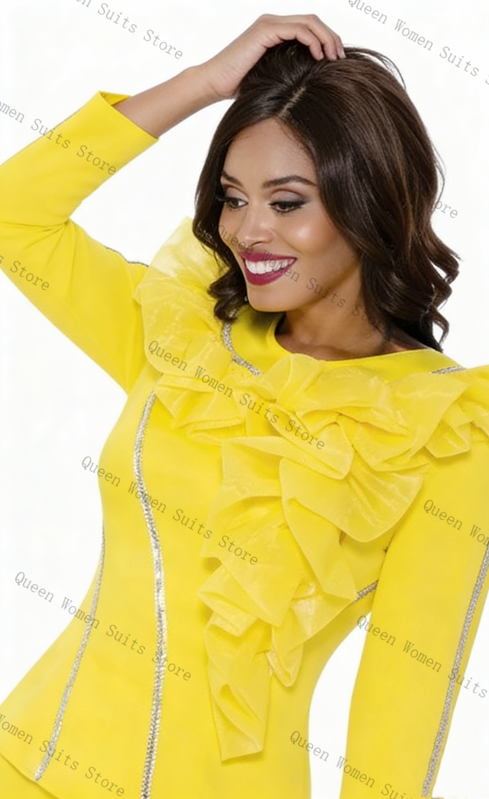Crystals Yellow Women Suit Ski - مراجعة Women'S Formal Wear Wedding Guest وسعره